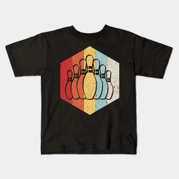 Retro Hexagon Bowling Kids T-Shirt by LetsBeginDesigns